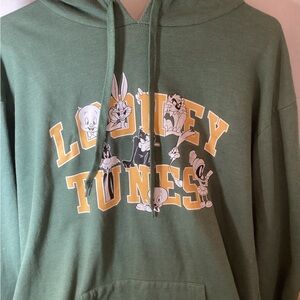 Warner Bros. Green and Yellow Looney Tunes Hoodie Size Ex Large
